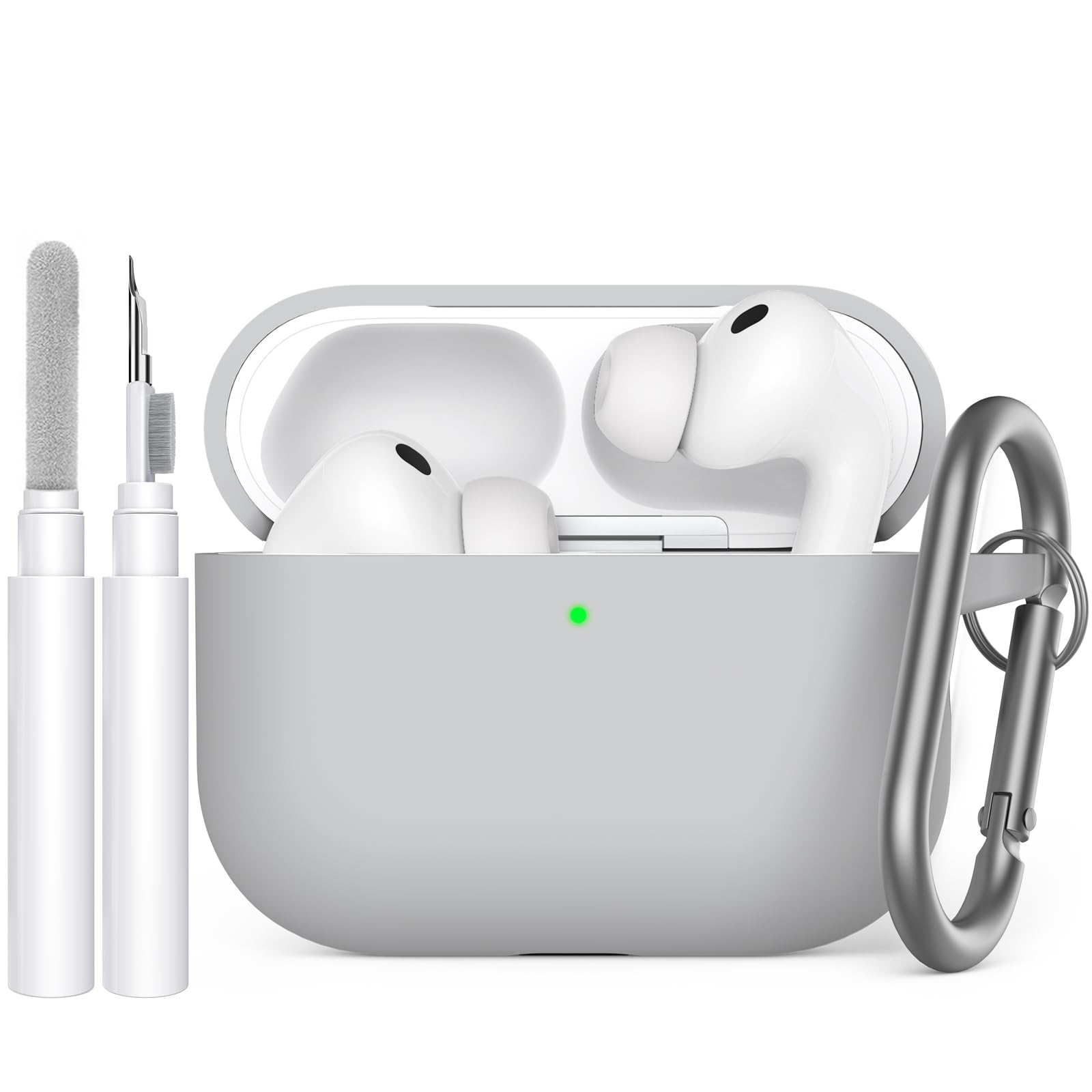 AhaStyle Hülle für AirPods Pro 3 (2025) Mit Reinigungsstift Weiche Silikon AirPods Pro 3. Generation Case [Mit Karabiner und Handschlaufe] Vollständige Stoßfeste Schutzhülle für Apple AirPods Pro 3