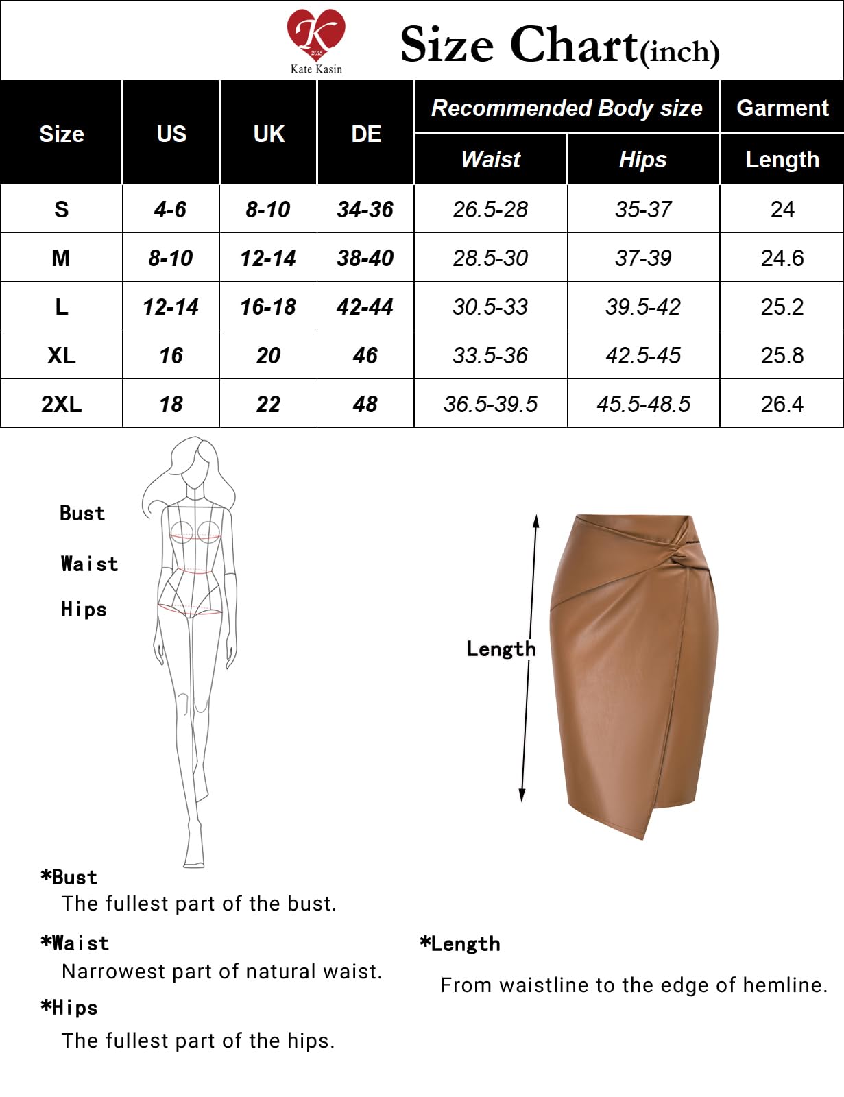 Kate Kasin Jupe crayon moulante en similicuir taille haute pour femme