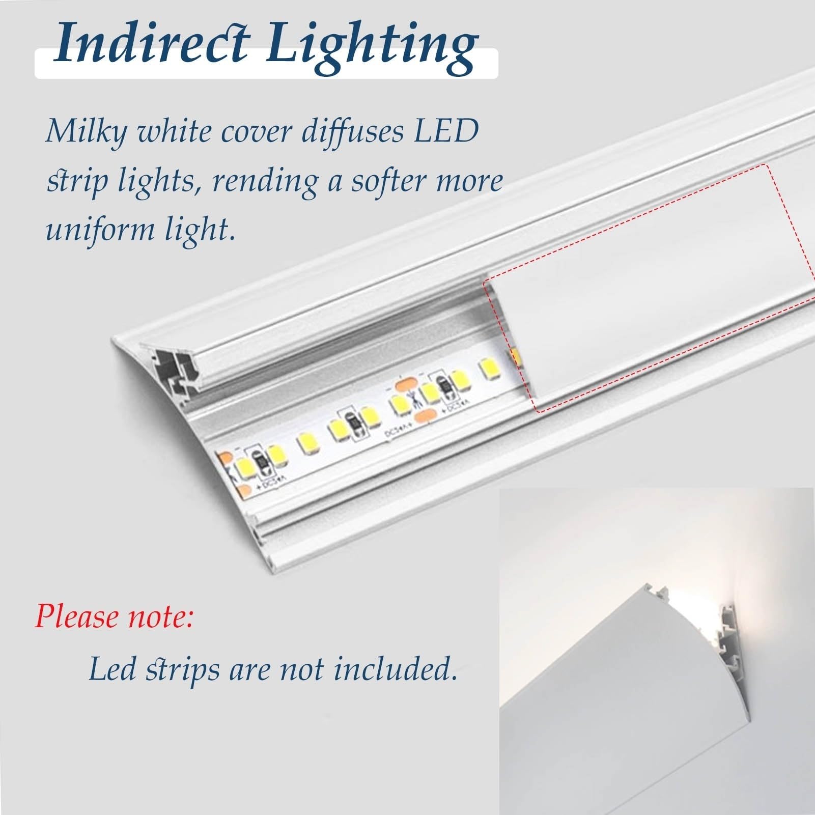 Profili per Strisce Led Modanatura a Corona Battiscopa Canale per Led, Illuminazione Indiretta Home/Theater Canale Led Profilo, Diffusore Modanatura Luce Led Sostituzione Linea Gesso(11m/36ft)