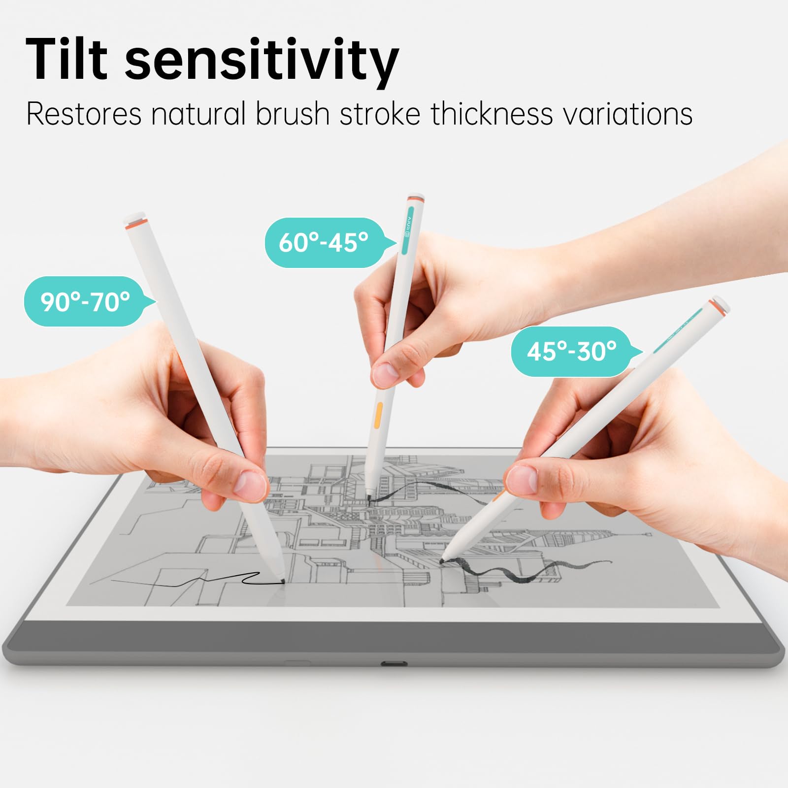 Kindle Scribe Pen Ersatz mit Radiergummi und Palm Rejection | 4096 Druck, Neigungsempfindlichkeit, magnetische Befestigung, Markierungstaste, 5 austauschbare Spitzen, 2 kompatibel