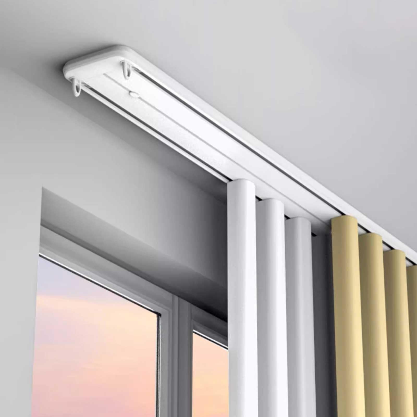 Binario da soffitto in alluminio a doppio binario preforato per finestra e doccia ains 2 corsie design 2,8 m (9,2 piedi) divisorio e facile da inserire