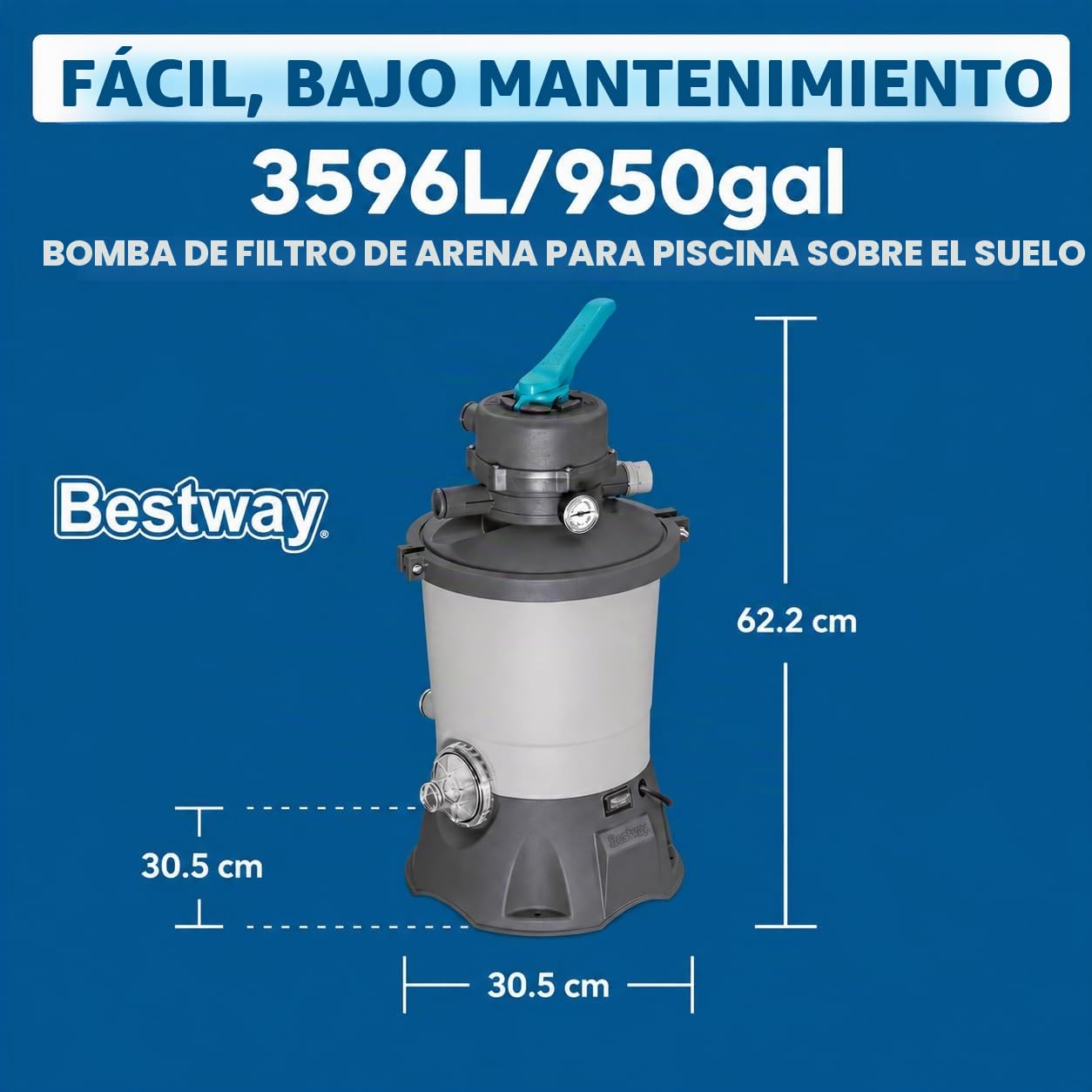 Bestway 58515 - Depuradora de Arena 2,006 m3/h Conexión 32 mm
