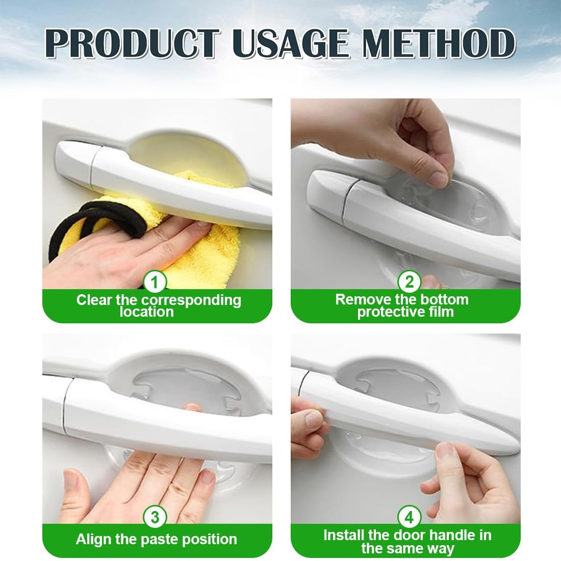 8 Pcs Set Pellicola Protettiva per Maniglia Portiera Auto, Pellicola Protettiva AntiGraffio, per Maniglie di Incassate, Trasparente Adesivi Auto Esterni, Universale per Veicoli