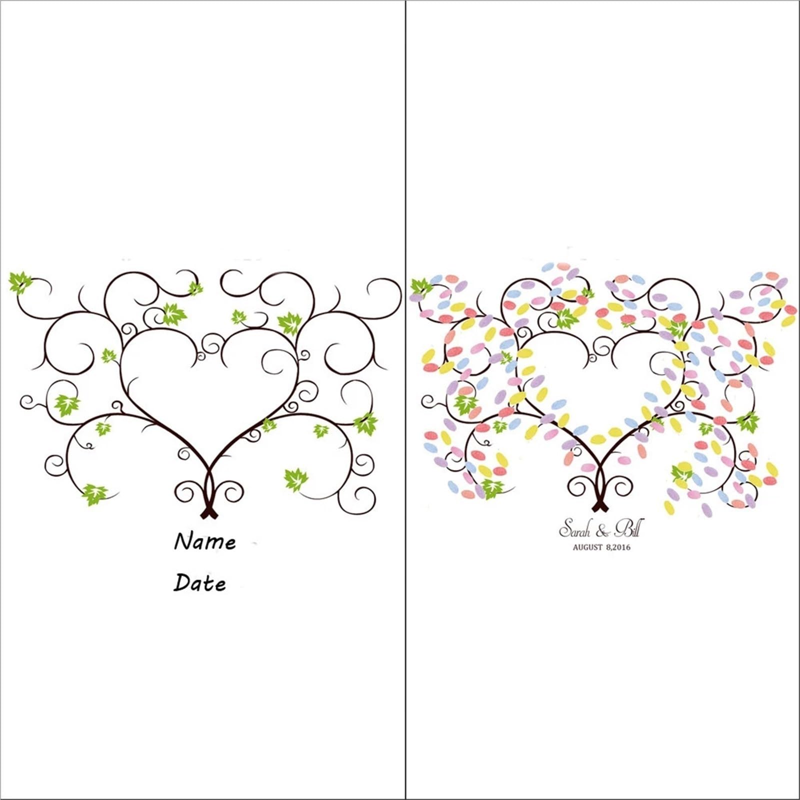 Hochzeit Fingerabdrücke mit Baum Fingerabdruck-Unterschriftsbaum, DIY-Hochzeitsfeier, Firmenanwesenheit, Daumenabdruck, Gästebuch-Dekoration(Color04,60x80cm 24x32inch)