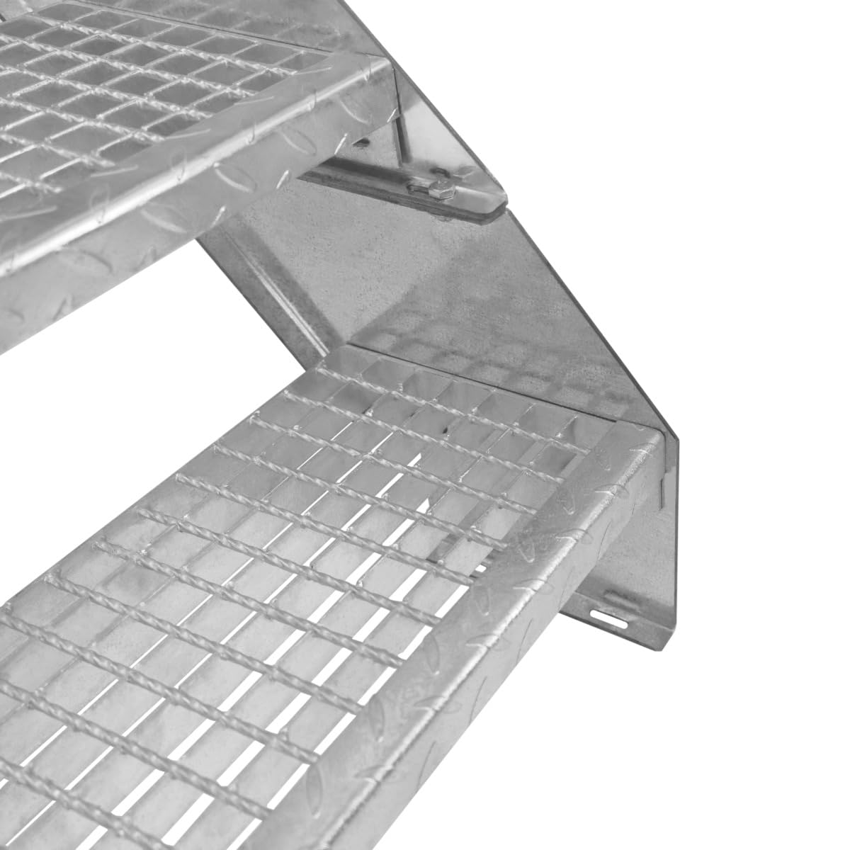 Escalera Metálica Ajustable - 7 escalones 900mm/90 cm ancho x 300mm/30cm alto | Acero Galvanizado | Peldaños impermeables | Pernos, arandelas y tuercas INCLUÍDOS | Ideal exterior