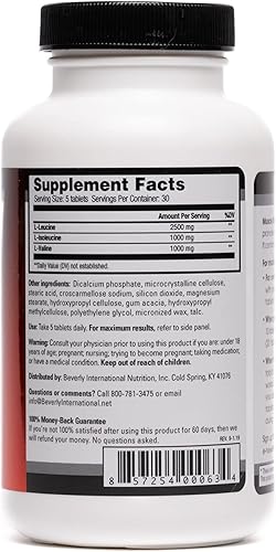 Miniatura 2 de Beverly International Masa muscular, 150 tabletas. Un aminoácido de cadena ramificada de forma libre (BCAA) para la masa muscular magra y la