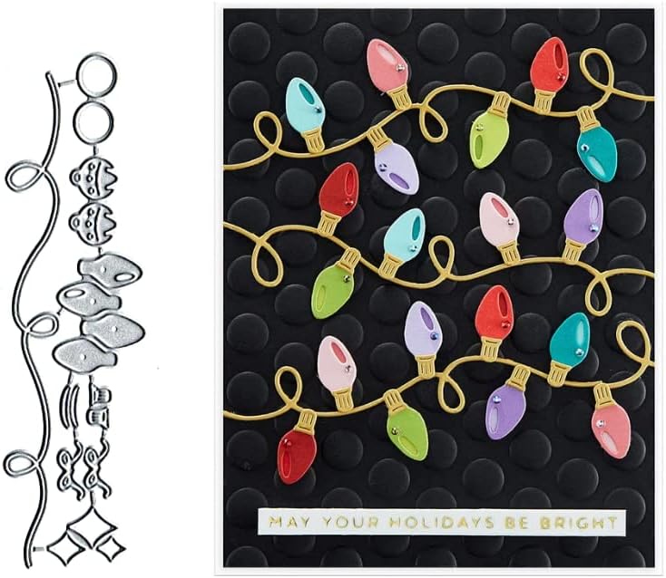 Miniatura 2 de Tira de luz de Navidad troquelada de metal, troqueles de corte, plantilla de manualidades de bricolaje, tiras de luz, tarjetas de papel, plantillas