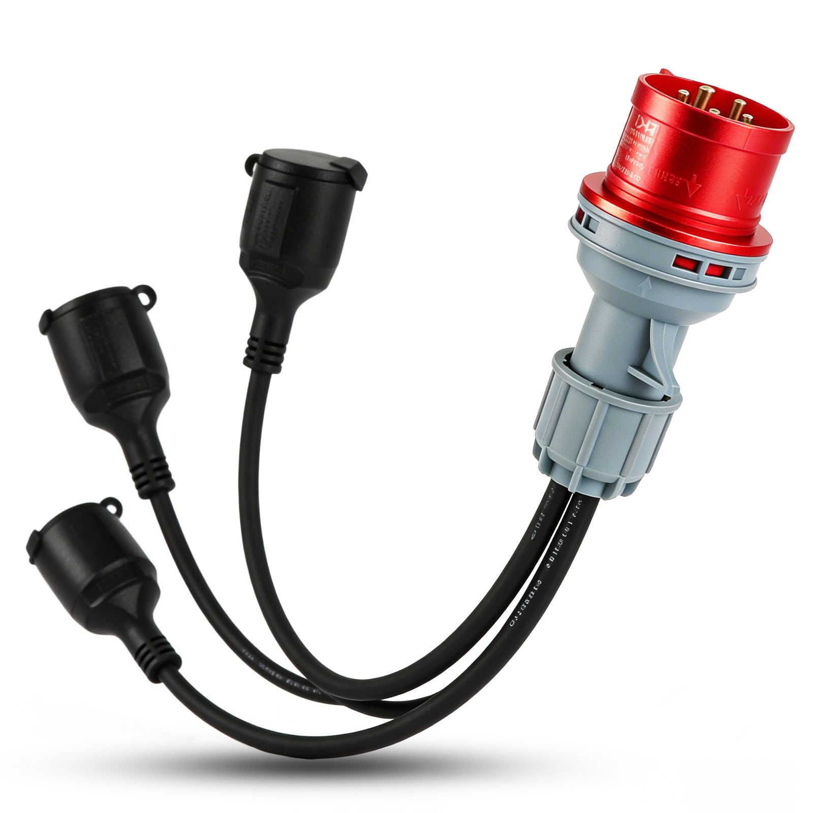 Adaptateur CEE-Répartiteur de Courant Fort 400 V 16 A,Fiche femelle vers 3 x 230 V, Câble Adaptateur CEE Prise de Camping car,Monophasé vers Triphasée, avec câble de 0,5m, Pour Accessoires Caravane