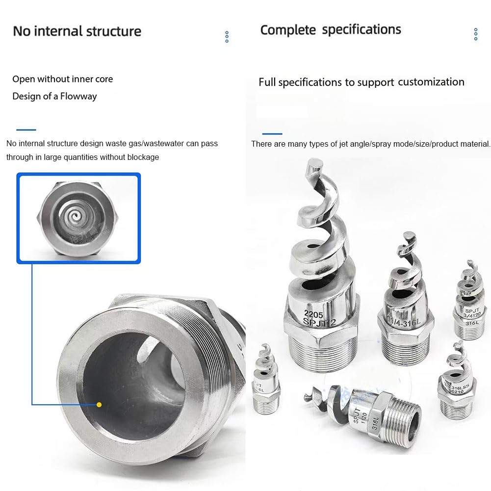 Boquilla pulverizadora de alta presión, Boquilla atomizadora en espiral de acero inoxidable plateada, 90 y 120 grados, 1/4-2 pulgadas, 1-10 Uds(1.5 Inch 304 Stainless Steel,5pcs)
