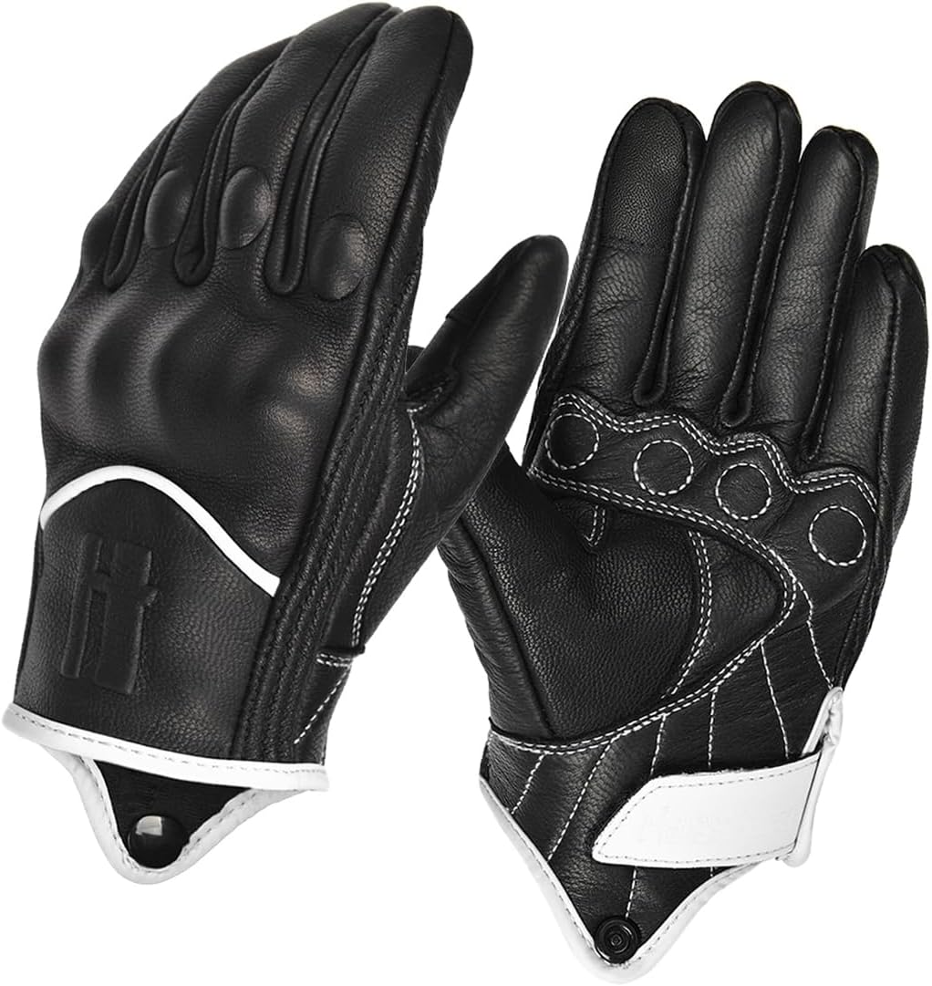 Harssidanzar Mens Winter Warm Leather Motorcycle Gloves with Touchscreen GM041US