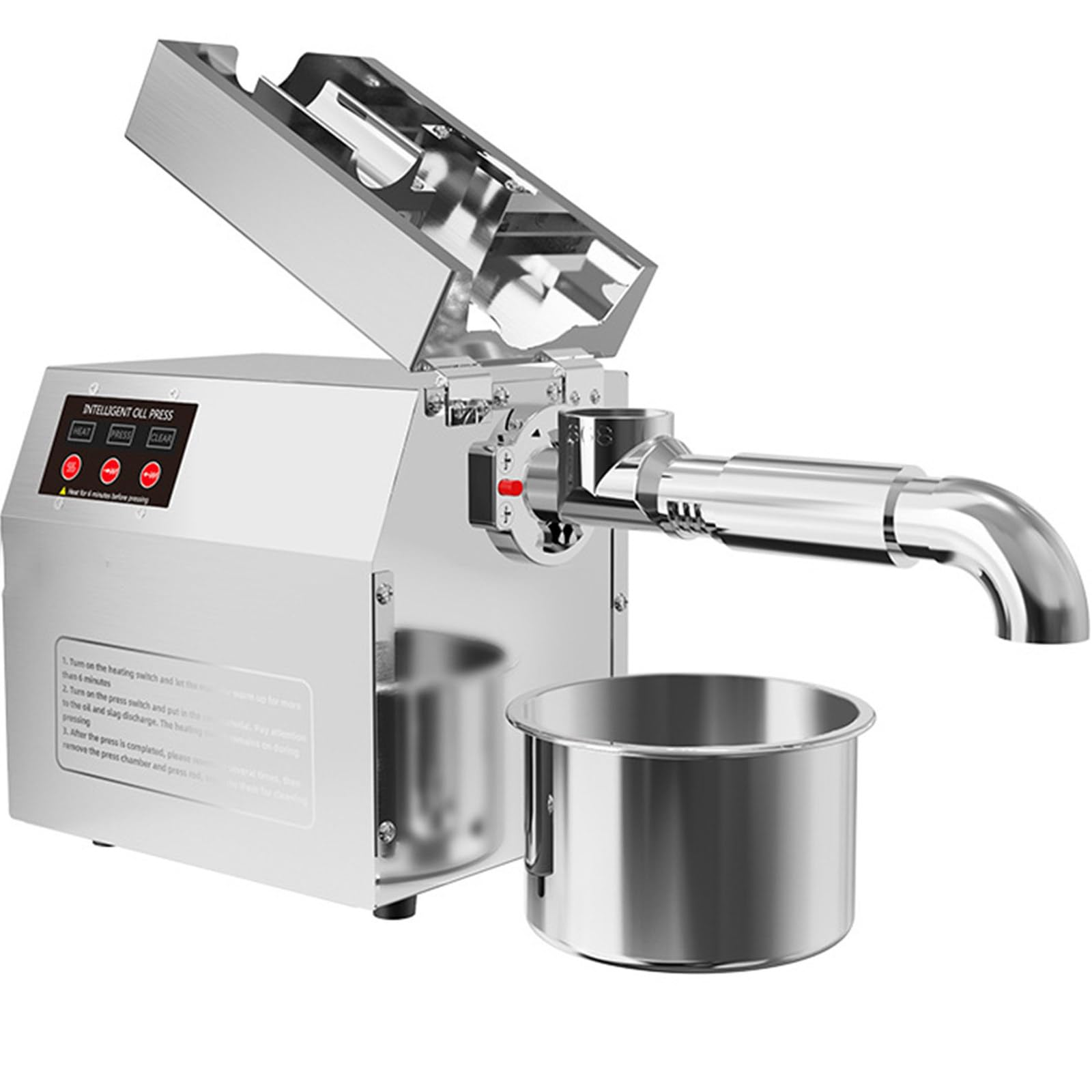 LTSRLL Máquina automática Prensa Aceite 800W-1500W, Prensa en frío/Caliente, Temperatura y Controlador Pantalla táctil, 3-6kg/h, Acero Inoxidable, para maní, Girasol, Lino, Aguacate, sésamo