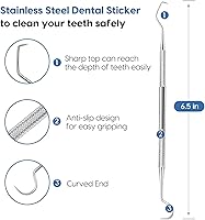Vista 2 de Rascador profesional para tarter dental, 100% acero inoxidable, gancho de doble cara y púa en ángulo, herramienta de escultura de cera y arcilla, 1