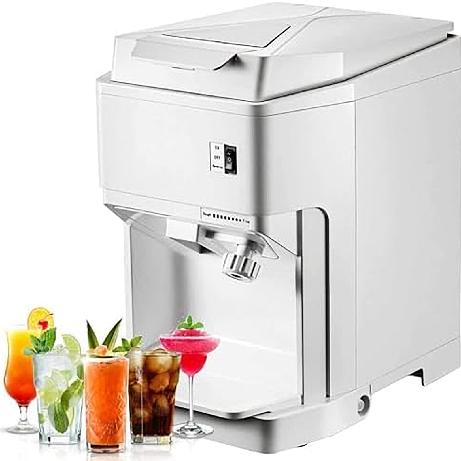 Máquina Cono Nieve, Trituradora Cubitoshieloeléctrica 2,3L con Bandeja Agua, Velocidad 320rpm/min Y Espesor Hielo Ajustable, Fabricación Hielo Rápida 3S Y Salida120kg/h,Sabor Suave Y Delicado