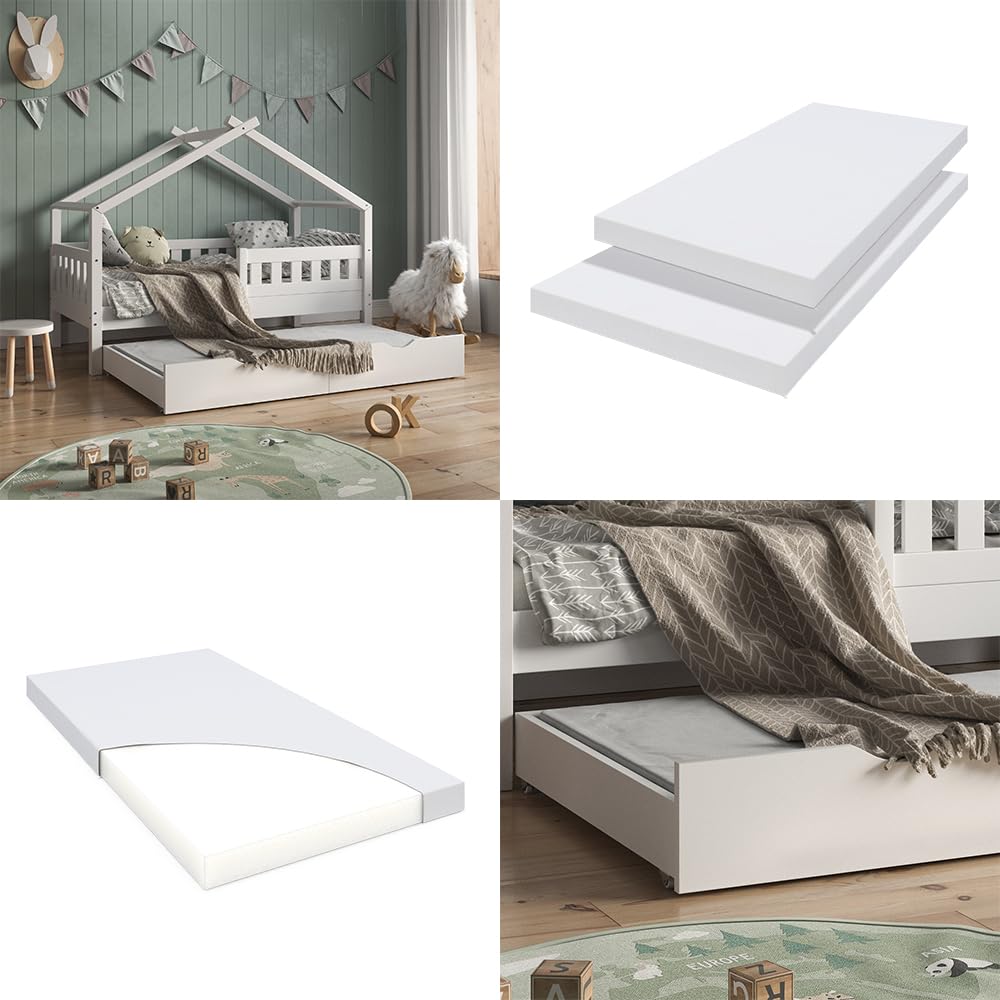 VitaliSpa Matelas pour Enfants, Blanc, 80x150cm H2 Degré de dureté, Convient aux Lits pour Enfants et Adolescents, Lavable en Machine