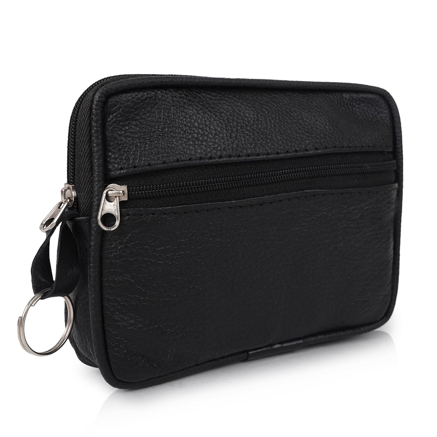 CIMONI® Premium Genuine Leather Hand Bag Classy Trendy Unique Design Coin Bag Flap Closure Makeup Pouch Women's Hand Bag (Color - Black)