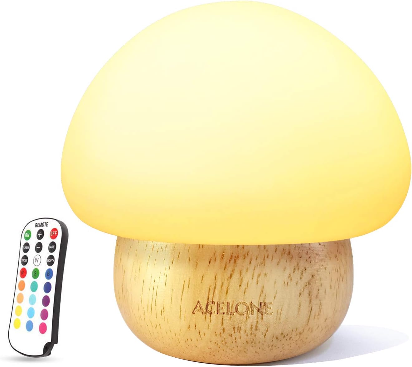 Night Lights for Kids, ACELONE Baby Nursery Lamp,LED mushroom night light, Eye Caring, Adjustable Brightness & Color with Remote Control
