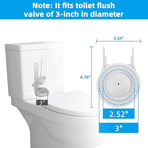 Miniatura 3 de Hibbent Reemplazo universal de 3 pulgadas para inodoro, compatible con tapa de tanque de inodoro estándar estadounidense, ahorro de agua, alto