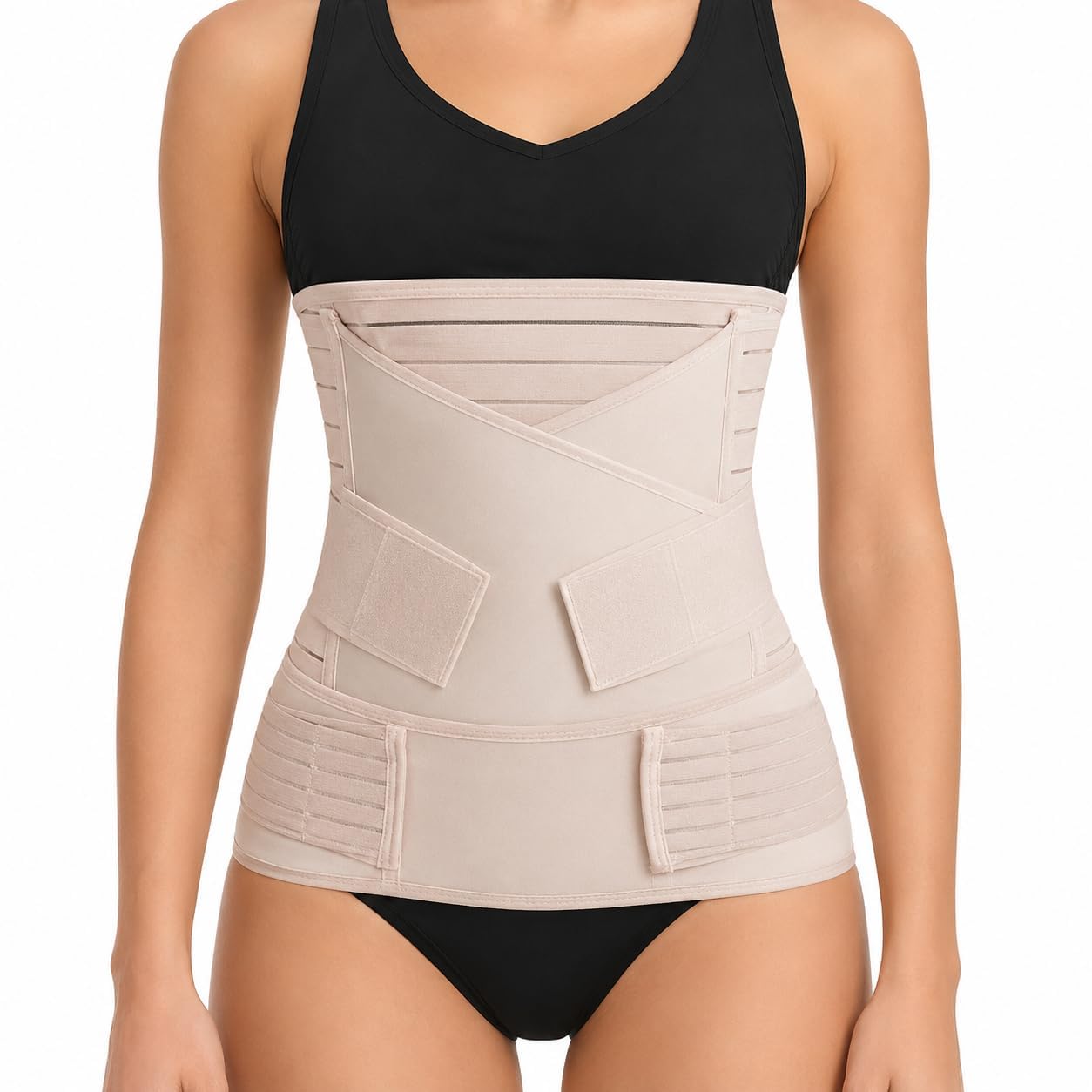 Adjustable Postpartum Belly Support Belt for Women | Abdominal Binder Waist Support Wrap | C-Section Recovery Support Belt | Adjustable Compression Corset | Breathable Back & Waist Support | Skin-Friendly Fabric | Beige-image-26