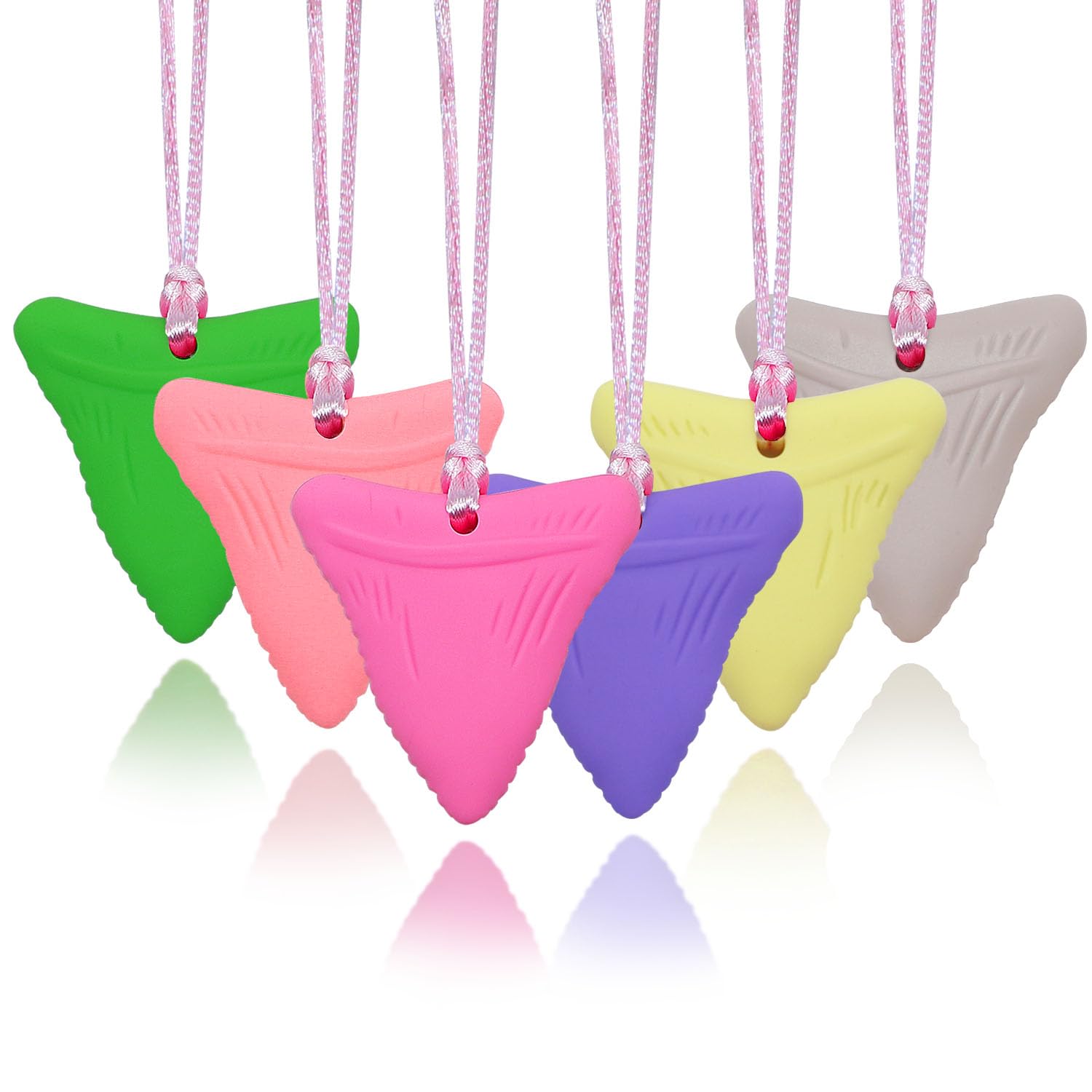 Sensory Chew Necklace for Autistic Children Girls, 6 Pack Silicone Oral Motor Aids Chew Toys for Kids Sensory Need- Reduces Chewing Fidgeting for