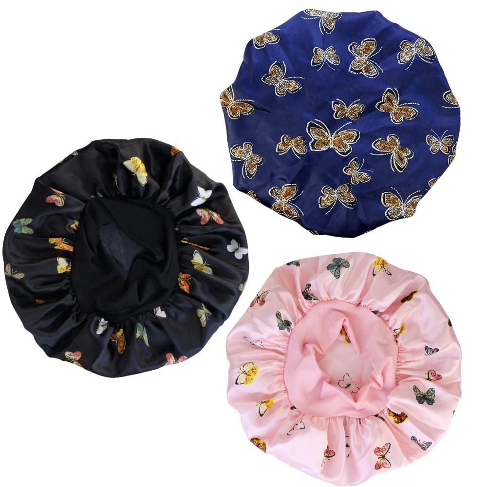 TCOTBE 3 Pcs Soft Satin Bonnet Silk Hair Wrap for Sleeping Silk Sleeping Cap with Wide Elastic Band Night Sleep Cap Single Layer Night Sleeping Head Cover for Women Black TCOTBE 3 Pcs Soft Satin Bonnet Silk Hair Wrap for Sleeping Silk Sleeping Cap with Wide Elastic Band Night Sleep Cap Single Layer Night Sleeping Head Cover for Women Black
