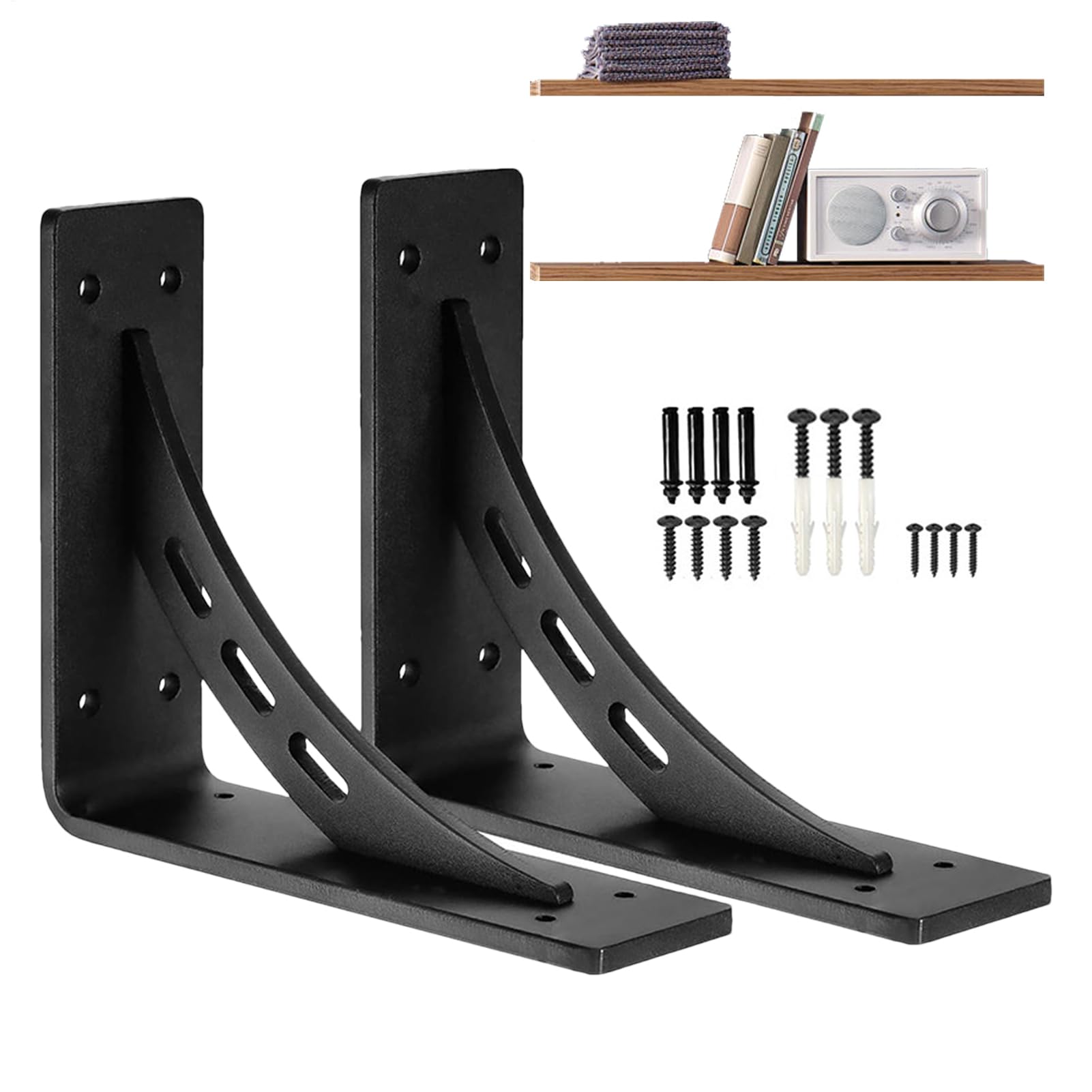 Soportes para estantes, 2 unidades soportes triangulares robustos | Soportes para estantes flotantes – Para casa, cocina, garaje, interior y exterior, ambiente rústico