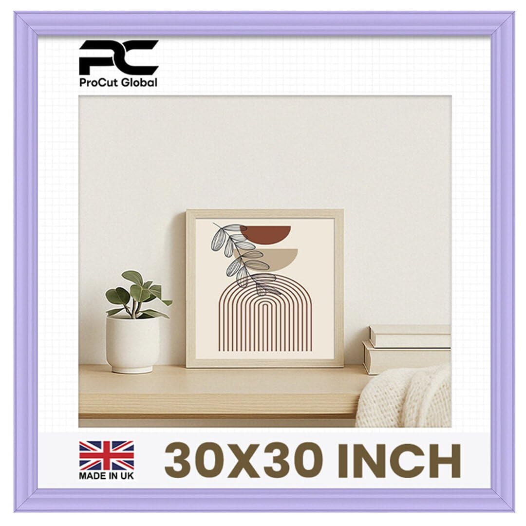 Procut Global 30x30 Purple Picture Frames - Classic Wooden Photo Frame with Shatterproof Perspex for Wall or Tabletop - Perfect for Posters, Certificates & Prints - Sizes & Colors Available