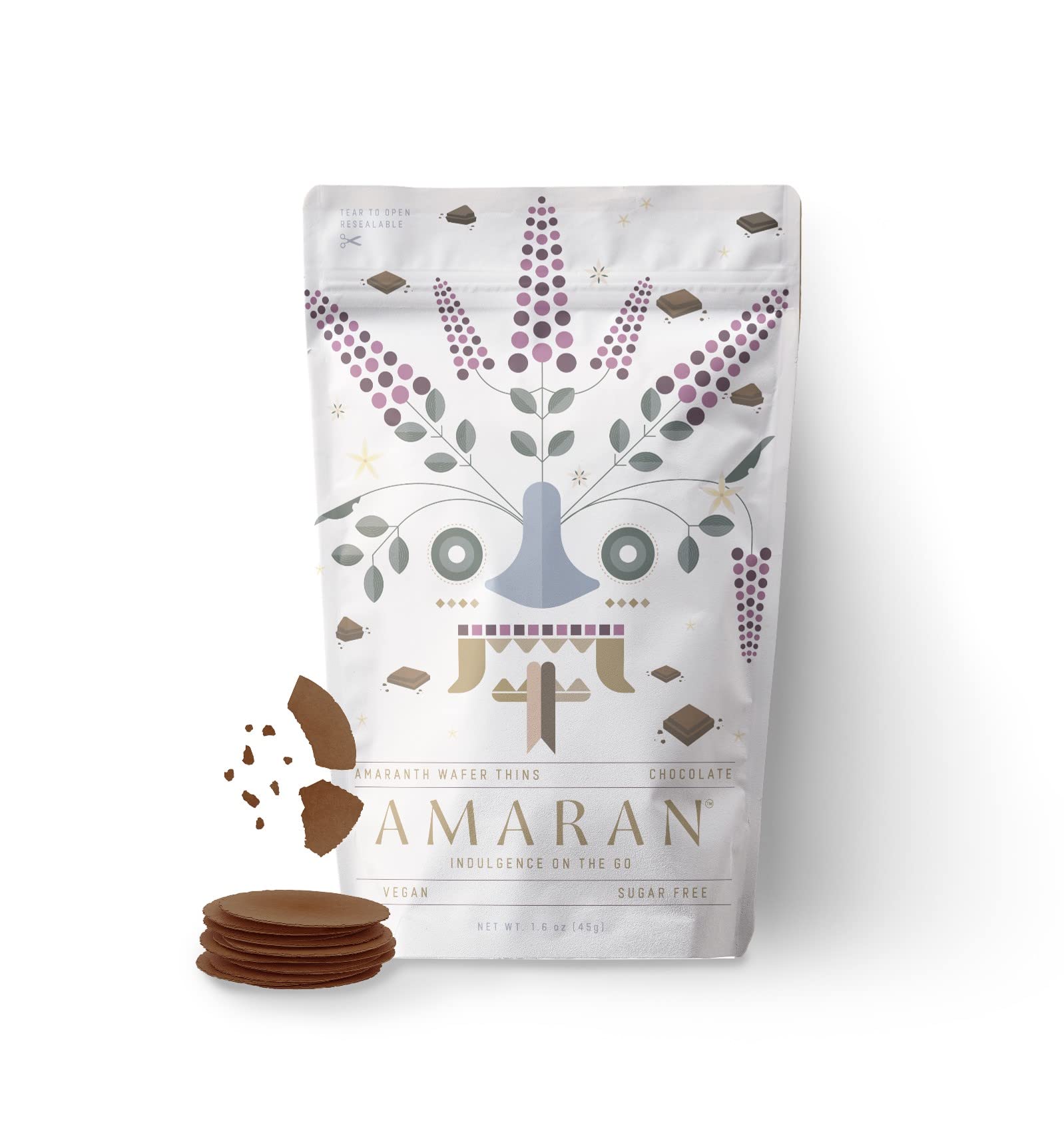 Amaran Amaranth Flour Wafer Thins - Low Calorie Snacks - Healthy Snacks For Adults - Protein Wafers - Gluten Free Vegan Snacks - Obleas de Amaranto (Chocolate, 12 Pack)