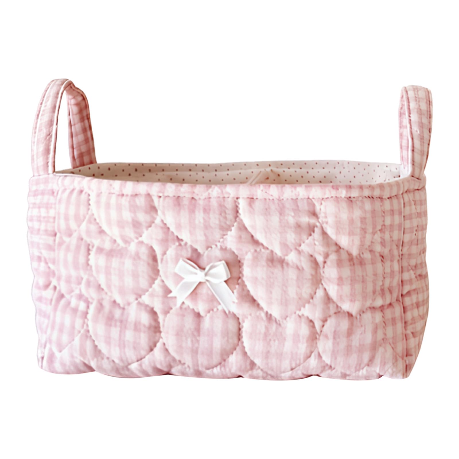 Cute Bedside Caddy Floral Bow Multifunctional Desk Container Organizer with Partition for Home Travel Countertop Dresser Little Items