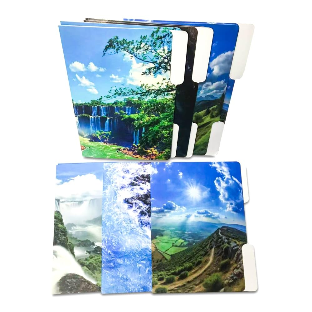 6 Sets of Decorative File Folder, The Design File Folders Comes with 6 Different Picture, Printed Both Side, The Pretty Folders with 350 GSM Thickness
