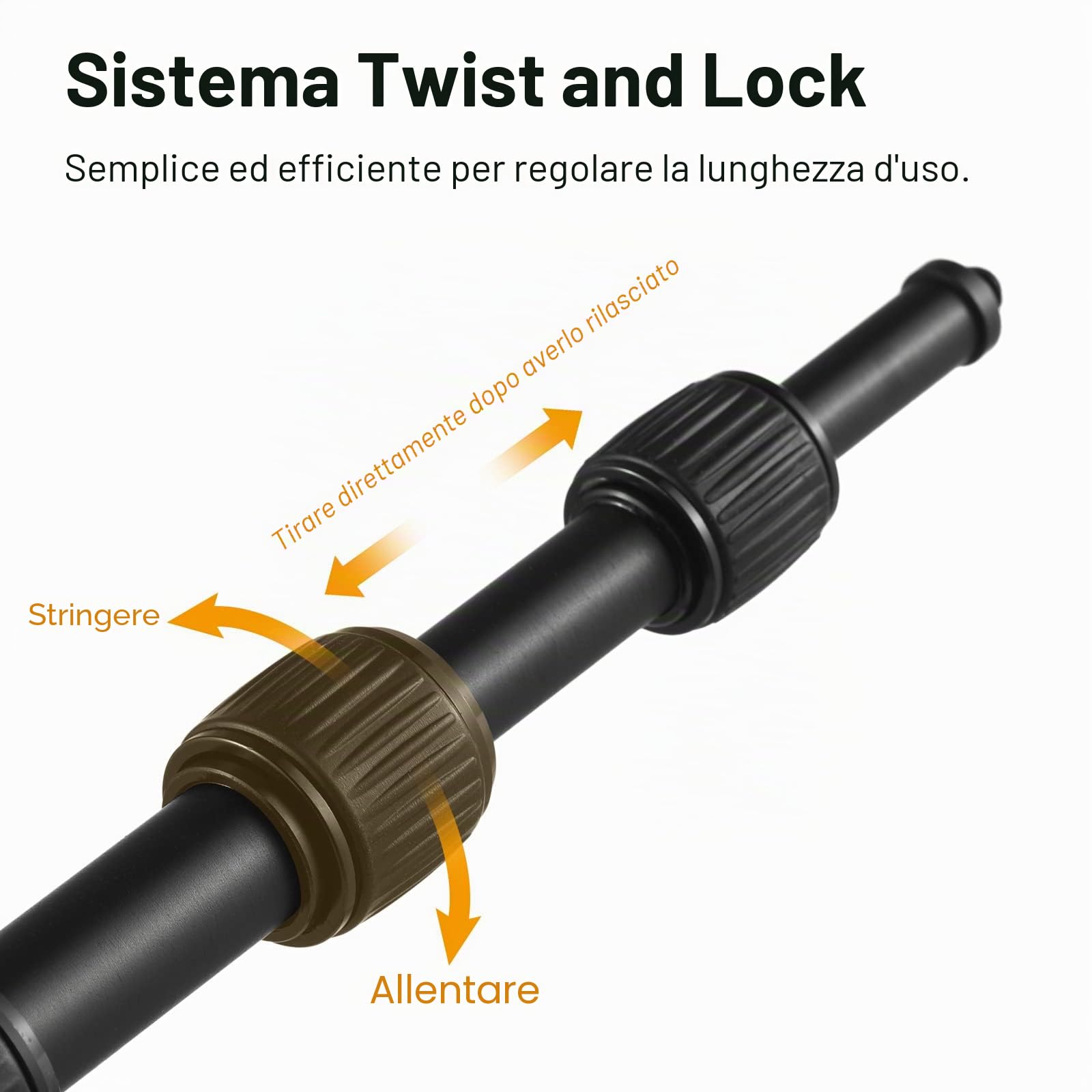 Andoer Braccio microfono a mano braccio microfono allungabile a 6 sezioni in lega di alluminio asta per microfoni viti e filettatura 1/4 pollici con serrature in schiuma Twist Locks lunghezza
