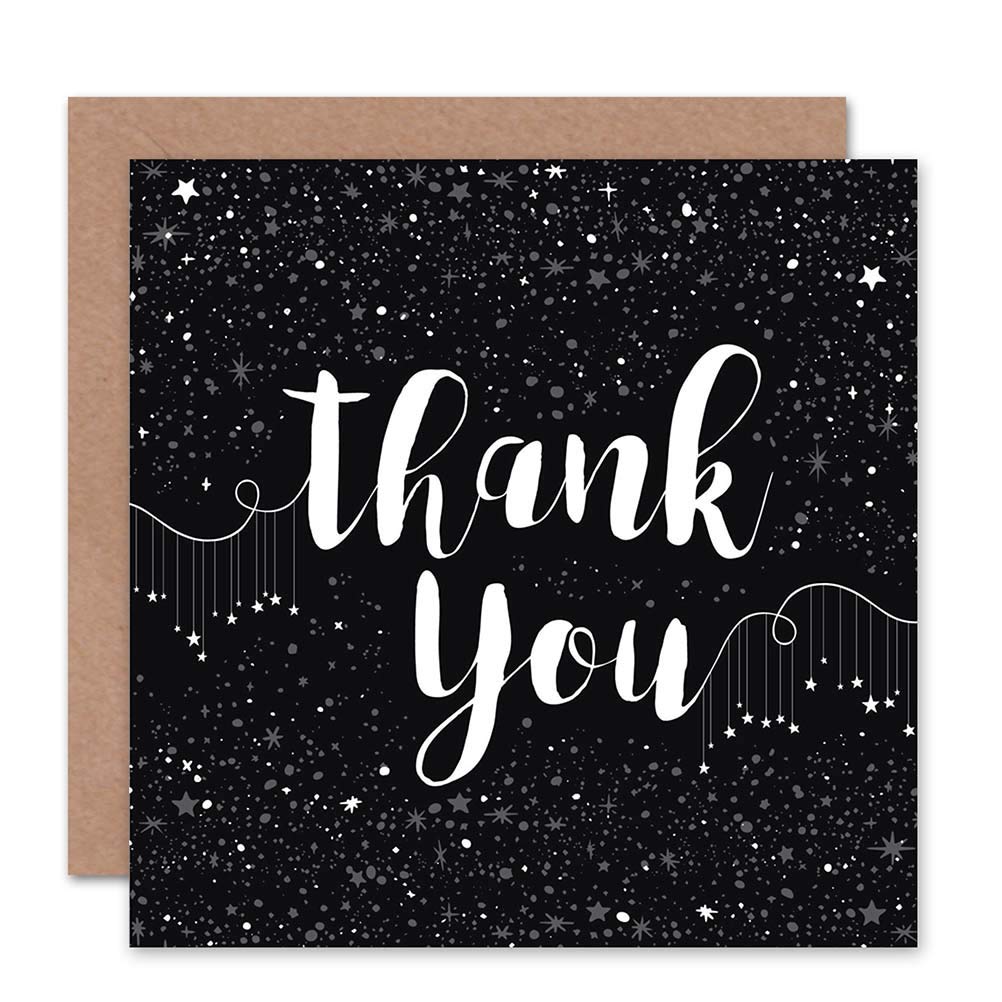 Wee Blue Coo Blue/Dark/Black Wee Coo Thank You Card - Stars Pattern Typography