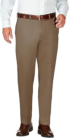 Haggar Men's Work to Weekend Hidden Expandable Waist No Iron Flat Front Pant
