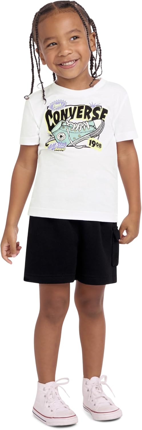 Converse Boys' Graphic T-Shirt and Fleece Cargo Short 2-Piece Outfit Set