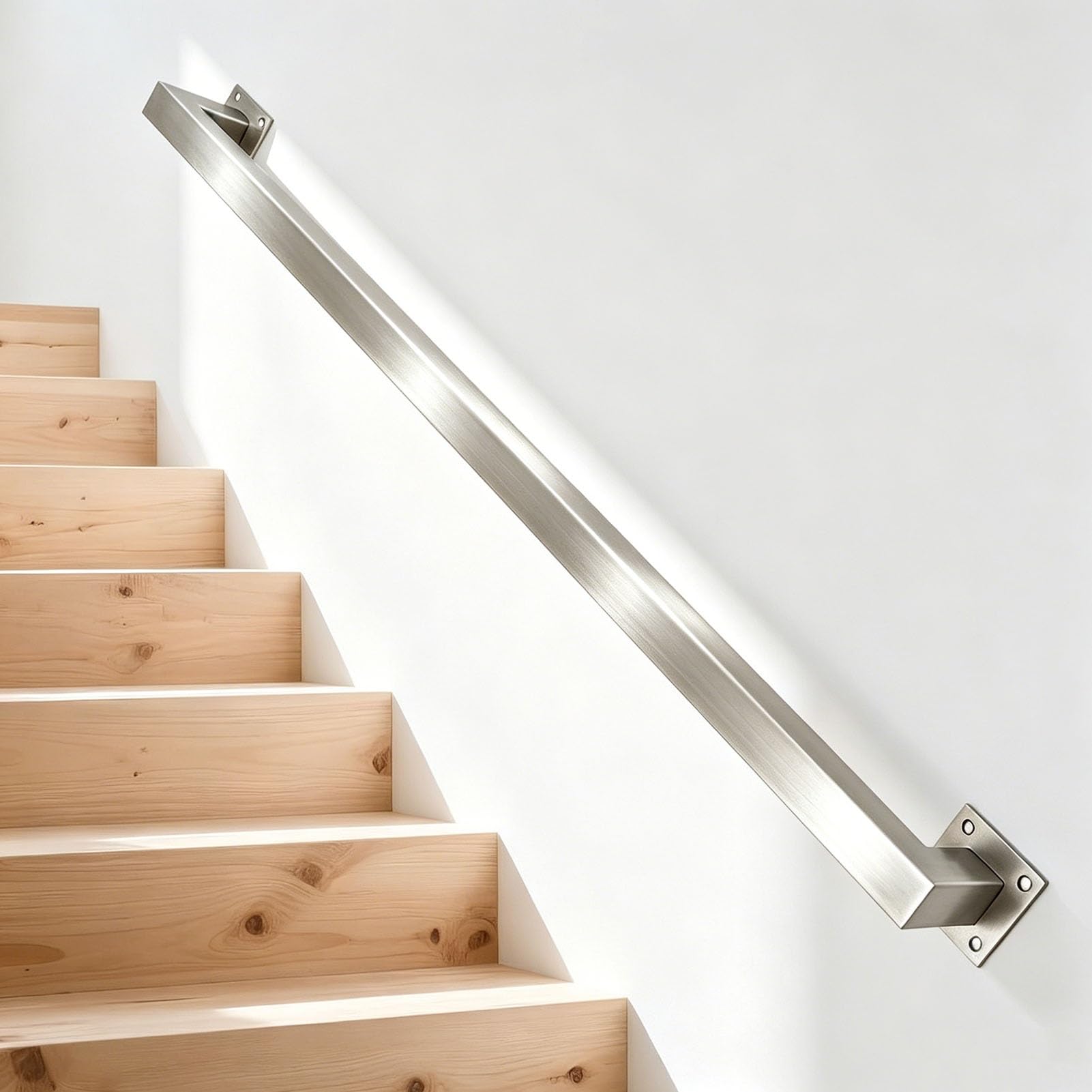 Junvstor 3FT 6FT 7FT 300cm 420cm Industrial Hand Rails for Stair Indoor Outdoor Steps Grab Bar Kit, Wall Mount Staircase Handrail - Stainless Steel Stair Railing Safety Banister(13ft/390cm)