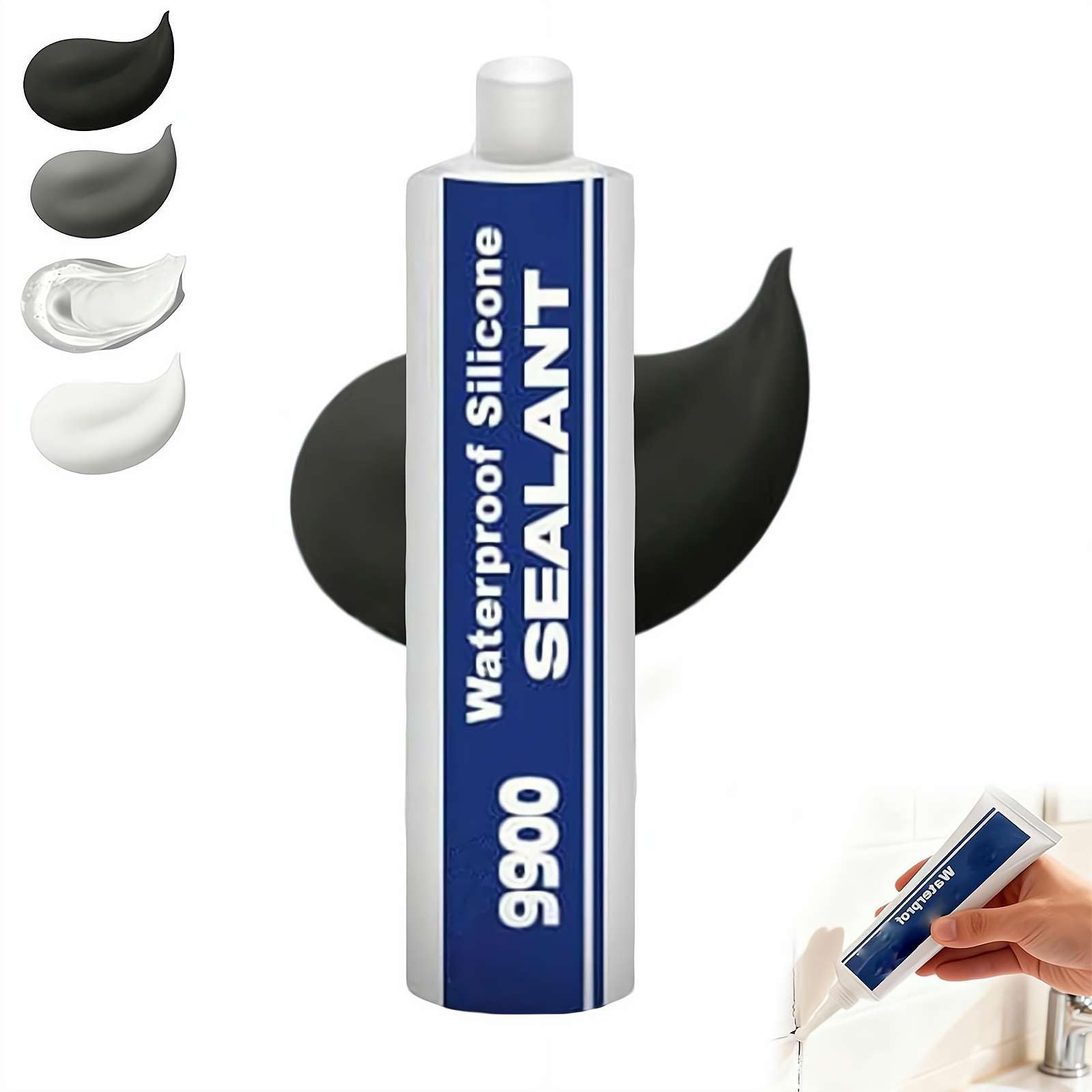 9900 Silicone Waterproof Sealant, Multi-Purpose Waterproof Adhesive Clear Caulk for Roof & Wall Cracks, Glue Strong Sealing Compound, Multi-Surfaces Adhesive for Roof Bathroom Tile