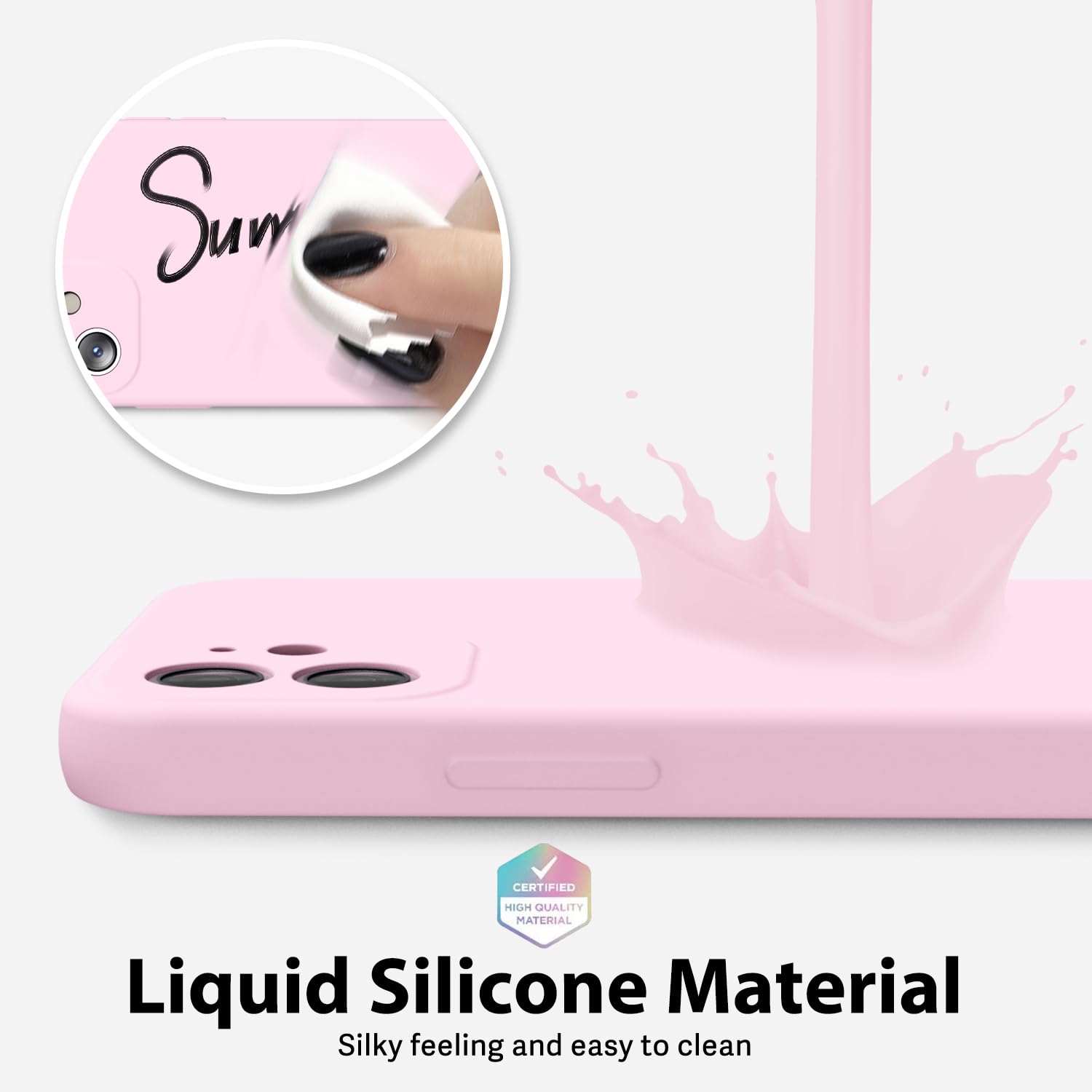 oakxco for iPhone 16 Pro Max Case Liquid Silicone, Soft Rubber Gel Elegant Aesthetic Basic Simple Cover, Cute Thin Slim TPU Matte Solid Color Plain Smooth Case for Women Girl, Light Pink — view 1295