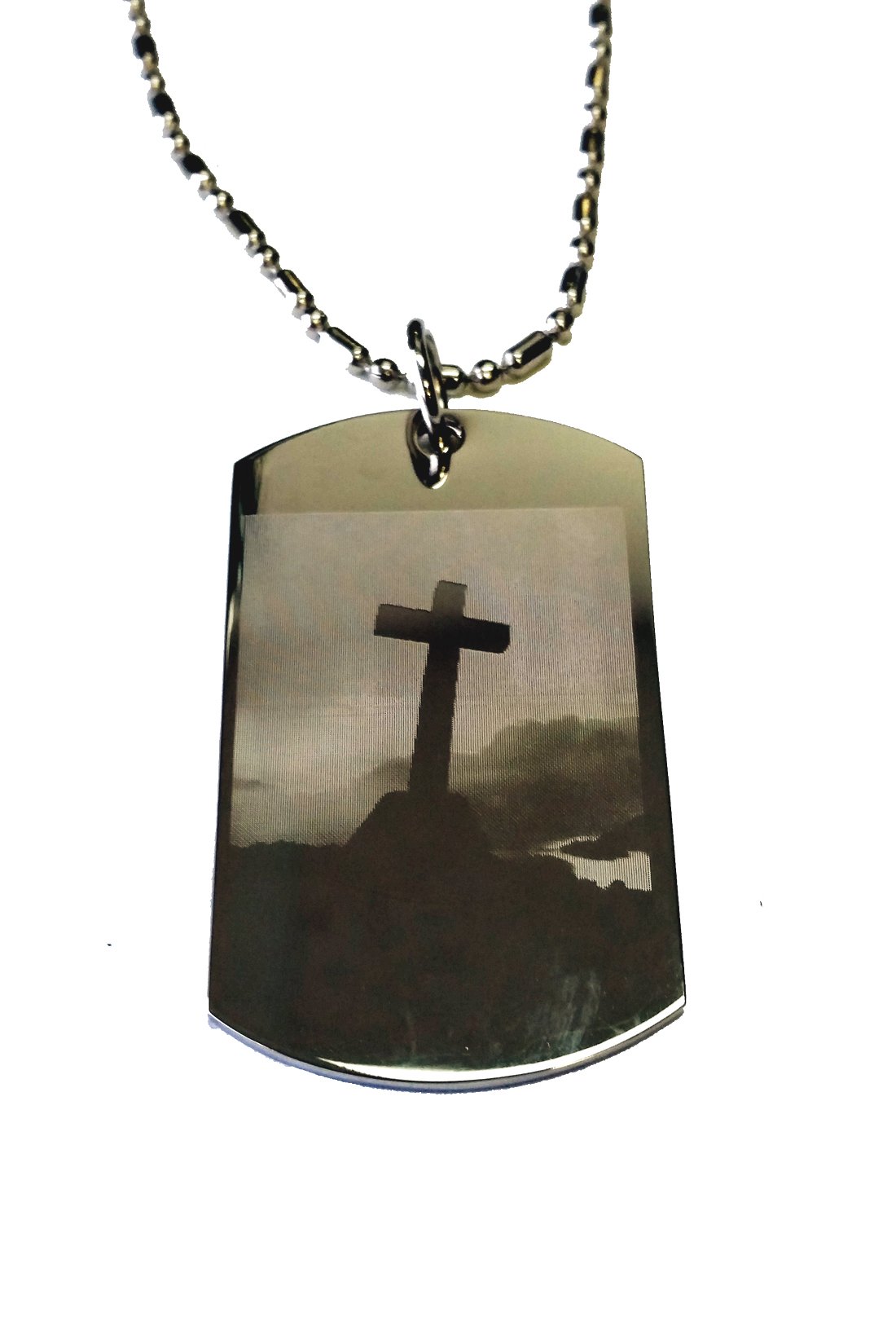 Christian Jesus Christ Cross Philippians 4:6-7 Pendant Double Sided Logo - Military Dog Tag, Luggage Tag Metal Chain Necklace