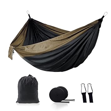 Layfoxz Nylon Hammock Widened Indoor Outdoor Swing Camping Supplies 210T Nylon Beach Hammock Travel Hiking Hammock