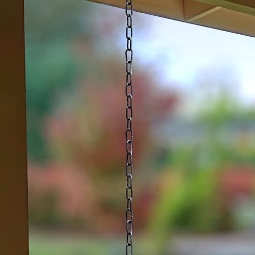 Miniatura 9 de Monarch Rain Chains Cadenas de lluvia negras de aluminio Trad Link para canaletas Cadena de lluvia decorativa negra de 8.5 pies para exteriores,
