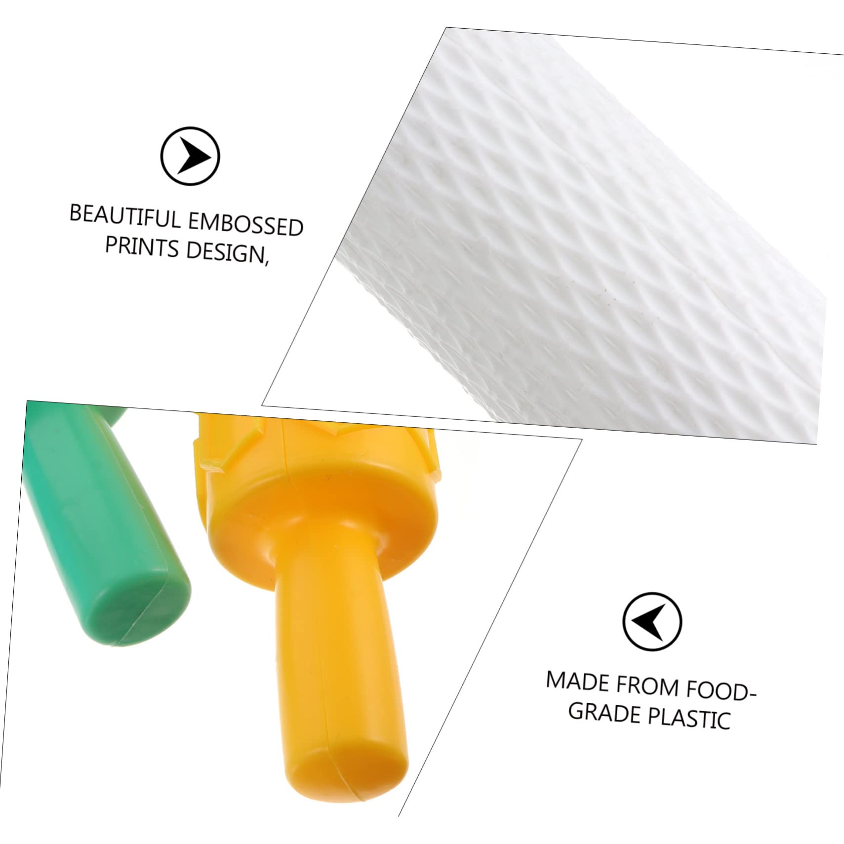 Rodillo de Repostería Creativo de Plástico 4 Piezas Relieve para Elaboración de Pasteles y Resultados Uniformes, Ligero y Fácil de Usar Color Aleatorio