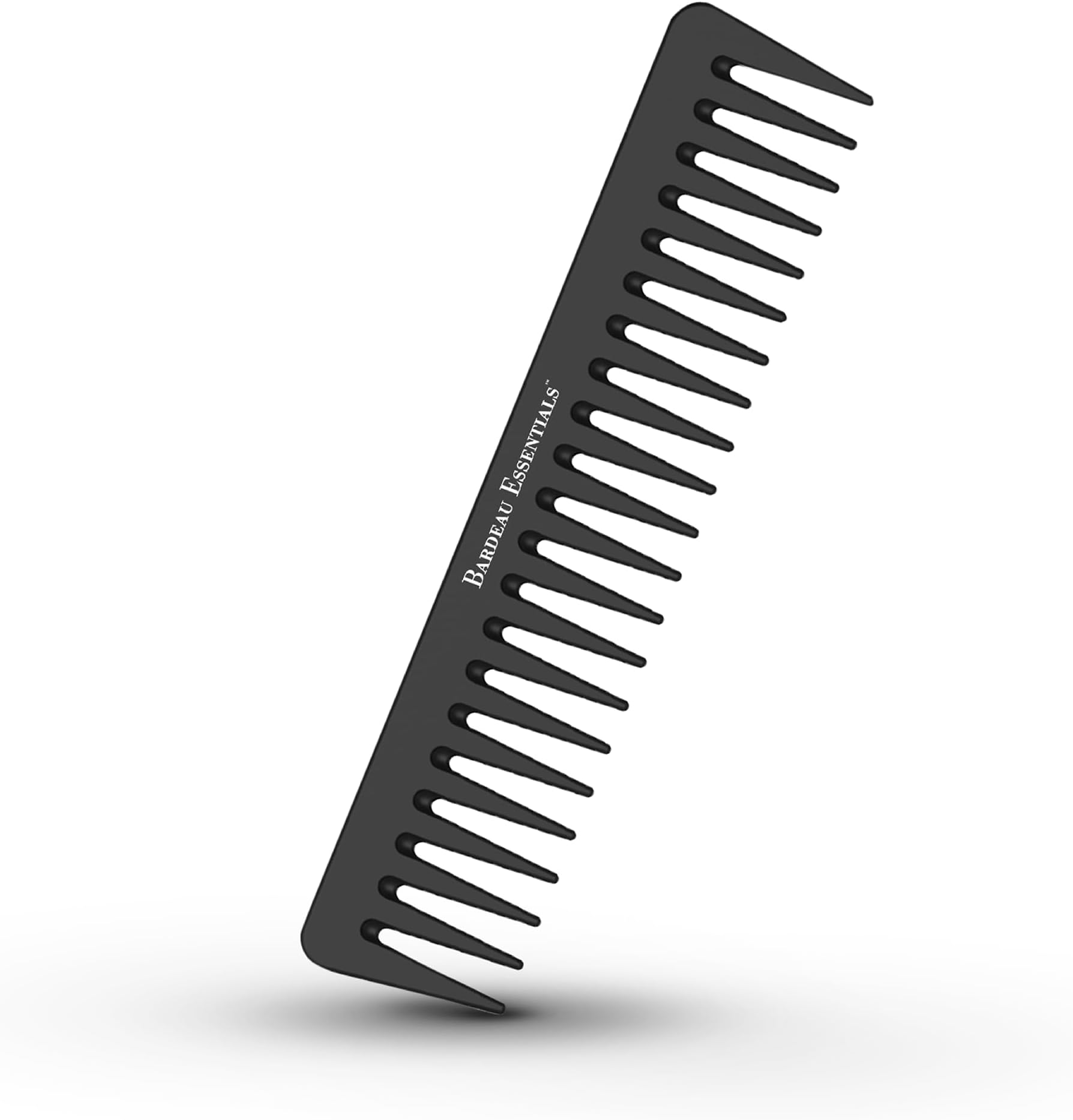 Black Carbon Wide Tooth Detangling Comb (7 Inch) - Professional for Curly, Straight, and Wet Hair - Large Barber Styling Comb for Men & Women