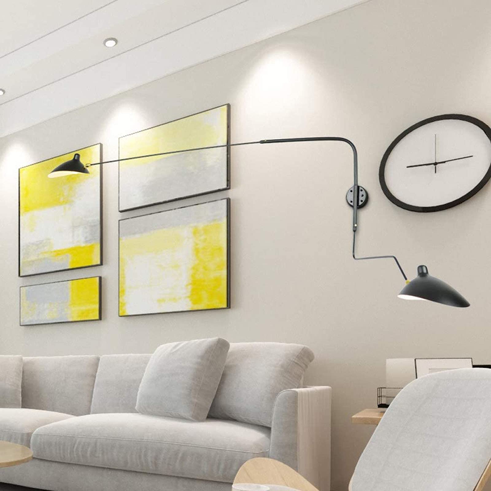 Creativo Molte Direzioni Lampada da Parete/muro Orientabile Industriale Braccio Lungo Orientabile 2 Fiamme Applique da Parete E27 Metallo Nero Comodino Lampada da Lettura con Interruttore