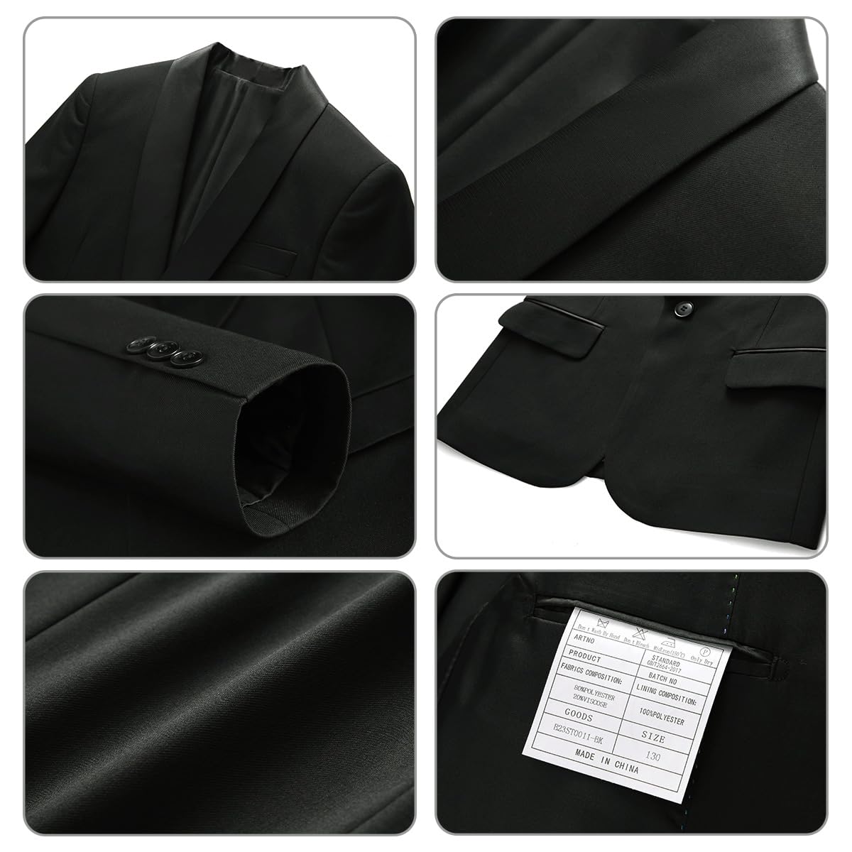 KUDORO Garçon Costume 3 Pièces Classique Slim Fit Costume de Mariage Un Bouton Bal Fête Veste Pantalon Et Gilet