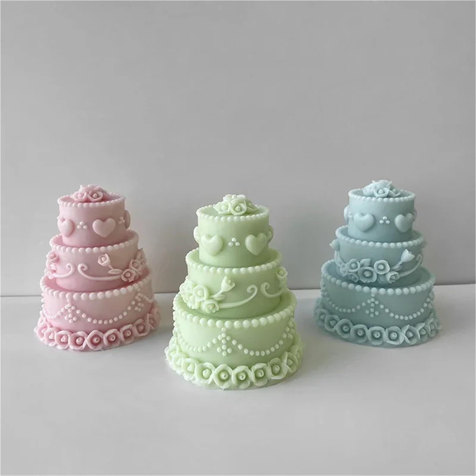 Moule à gâteau d'anniversaire en Silicone, faire soi-même, plâtre de bougie, multicouche 3D, outils cuisson gâteaux au sucre, bonbons chocolat, 2 pièces Pour Bougie(S)