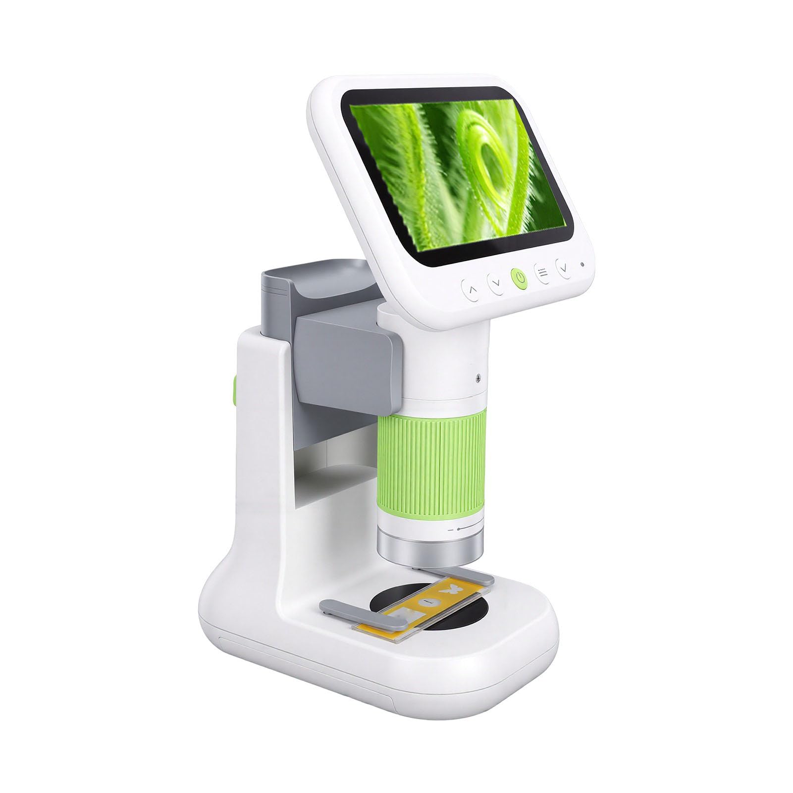 Jectse Digitales Mikroskop, Hand-USB-Mikroskop, 2-in-1-, 50- Bis 500-fache Vergrößerung, 4,3-Zoll-1080P-LCD-Dual-LED-Licht mit 5 Objektträgern, 8-GB-Karte für Studenten und
