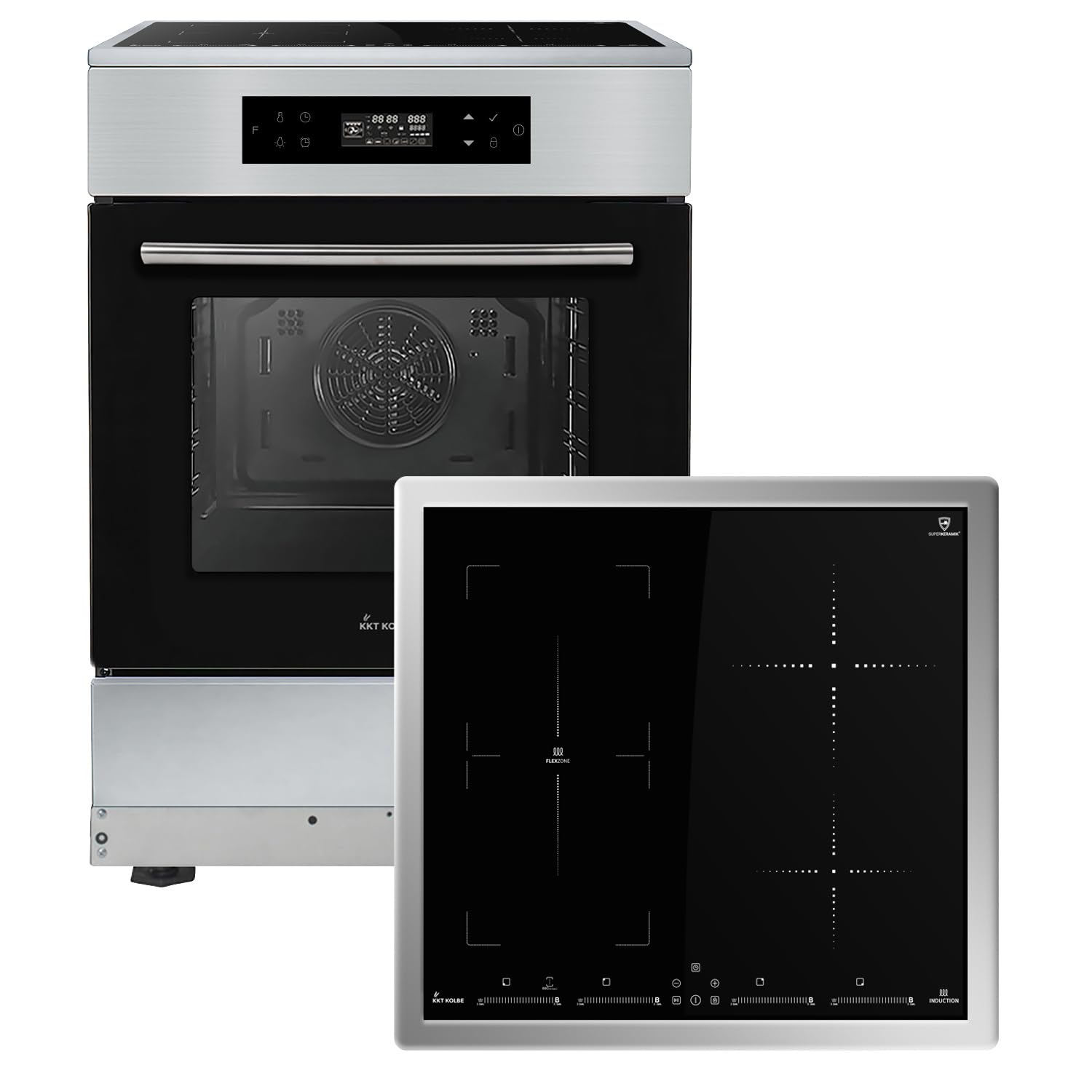 Freestanding kitchen set 60 cm built-in oven 58 cm induction hob flexible zones hot air automatic timer thermal insulated glass child safety touch control SH6313IND