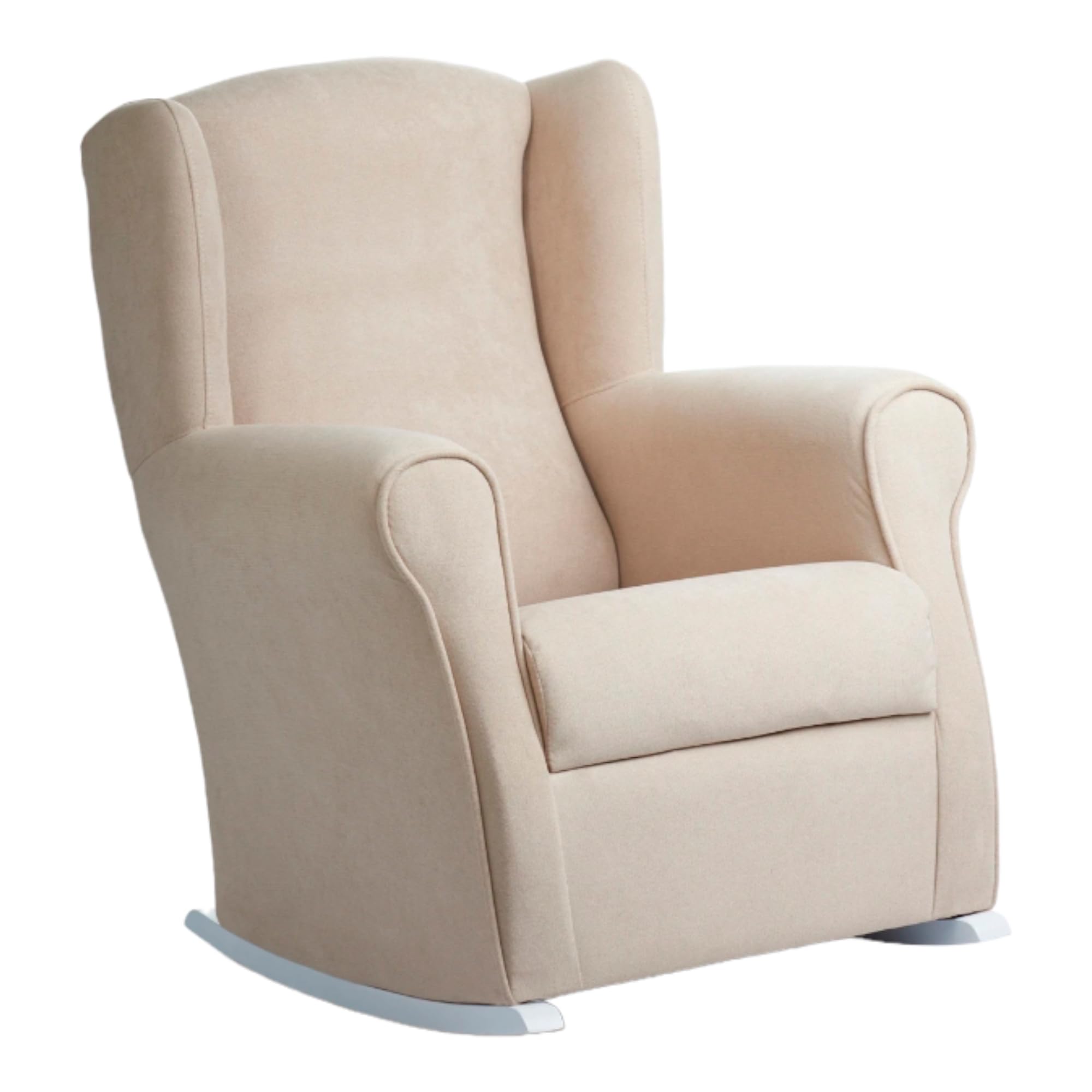 Genérico Sillón Butaca balancín/Mecedora Lactancia - tapizado Antimanchas - Pata Lacado Blanco (Beige)