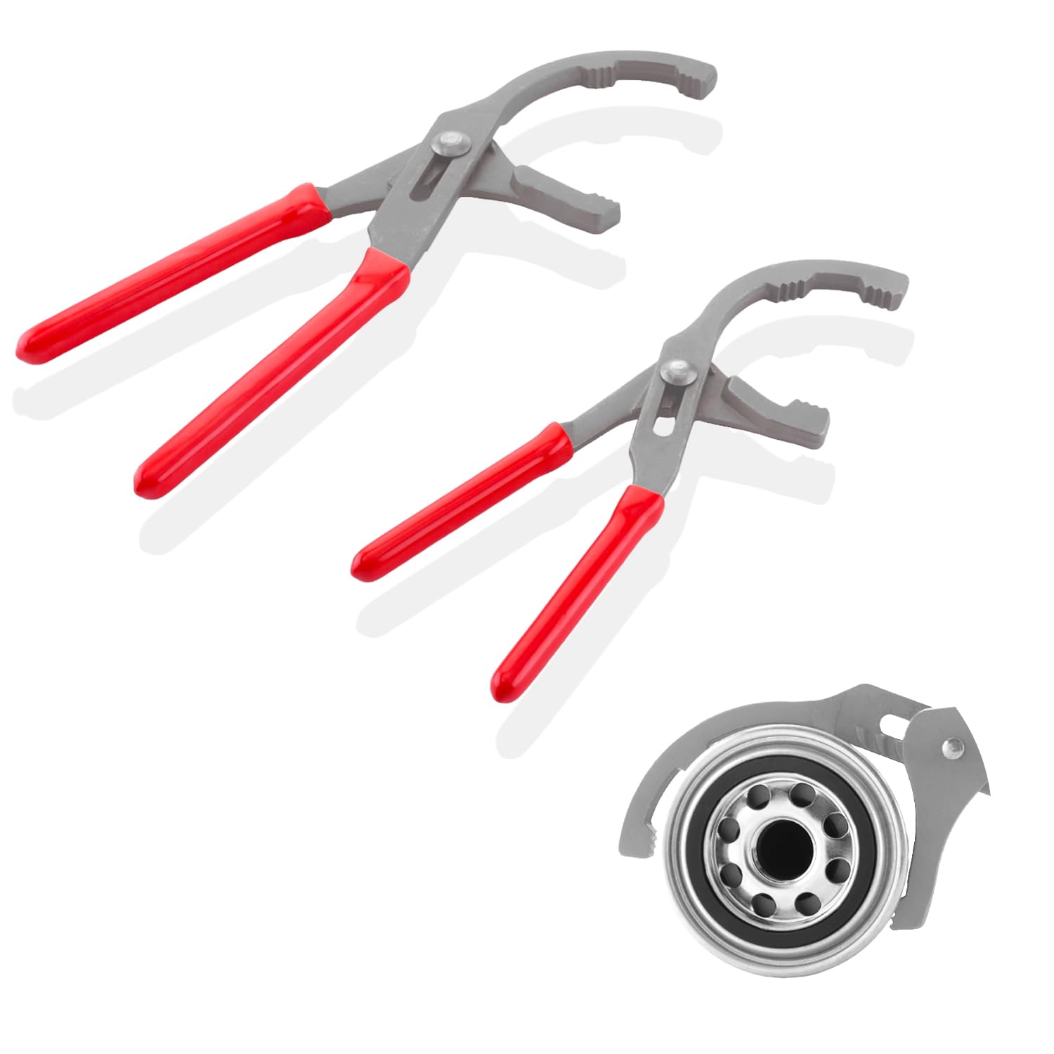9" & 12" Oil Filter Pliers Wrench, Adjustable Oil Filter Pliers Set,Oil Filter Removal Tools Fit Most of Cars, Trucks, Motorcycles Engine Filters (Red)