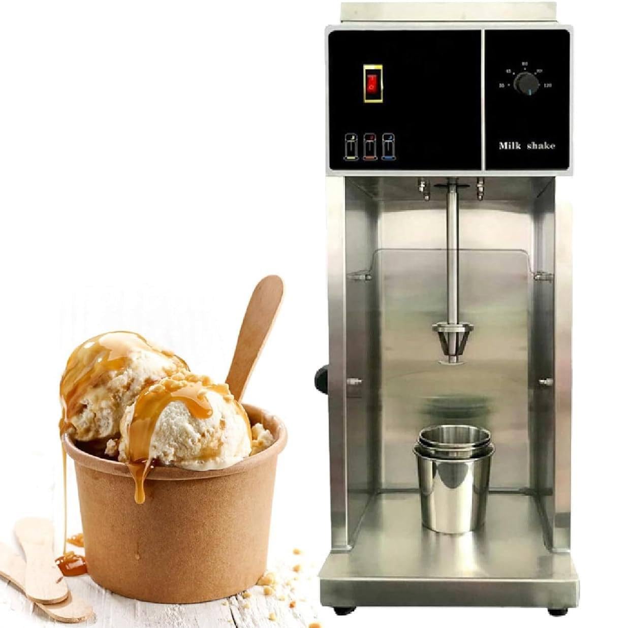 HCZKIUJY Commercial Stainless Steel Ice Cream, Milkshake Machine, Frozen Yogurt Mixer, High Speed Rotation, Suitable for Commercial Use