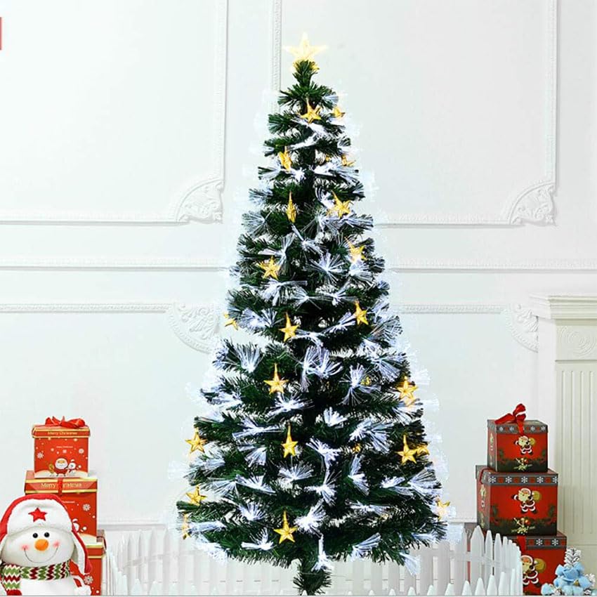 Árbol de Navidad de Fibra óptica, bajo Voltaje, Color Blanco frío, de 60 cm Decorar y Crear un Ambiente Festivo en Espacios navideños.